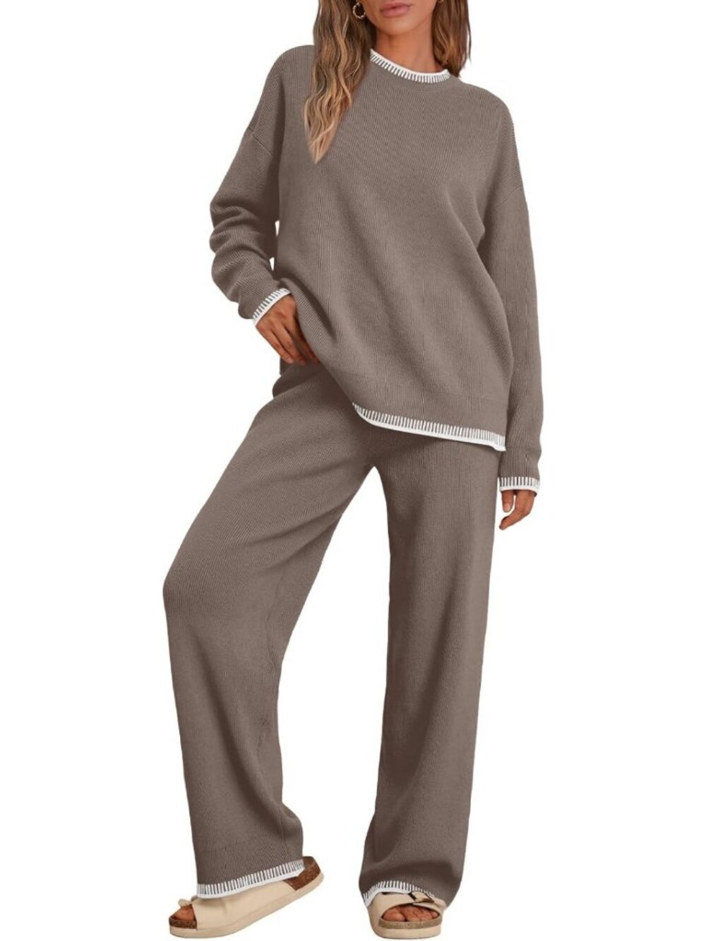 Cozy Women's 2-Piece Knit Lounge Set - Fall Sweater Outfit for Relaxation